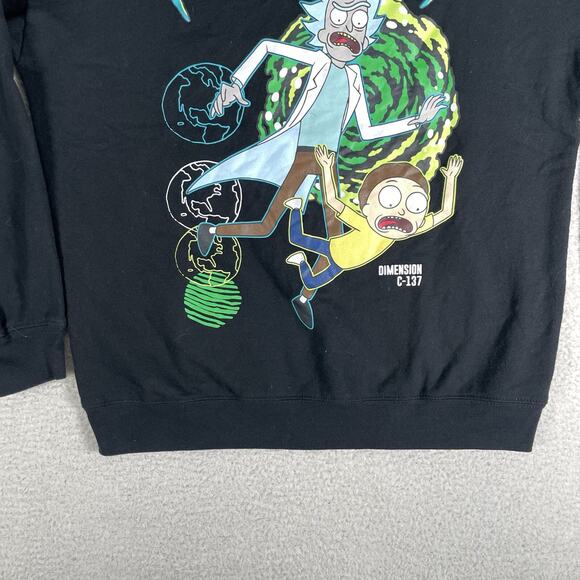 Rick & Morty Sweatshirt Mens Medium Trippy Black Adult Swim Psychedelic Crewneck - Picture 11 of 16